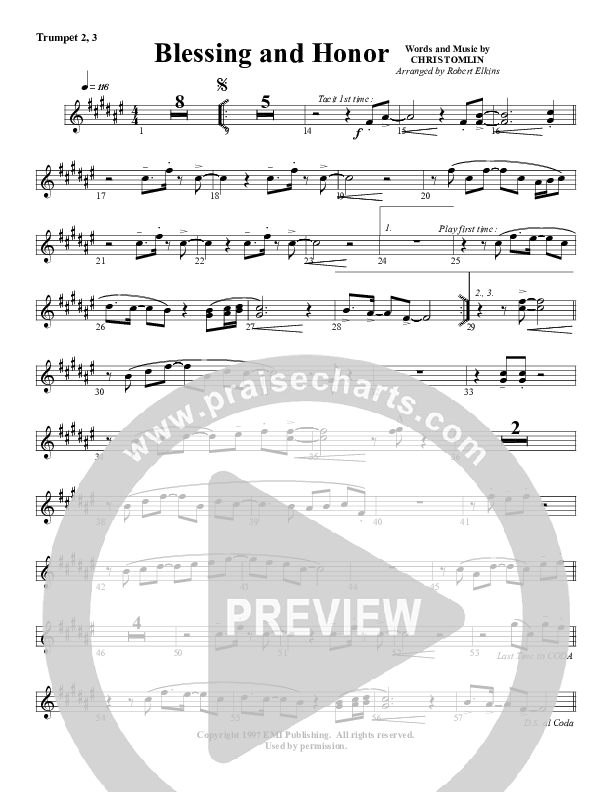 Blessing And Honor Trumpet 2/3 (G3 Worship)