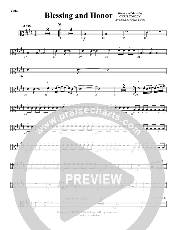 Blessing And Honor Viola (G3 Worship)