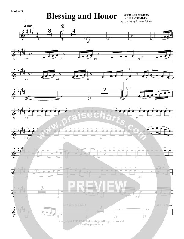 Blessing And Honor Violin 2 (G3 Worship)