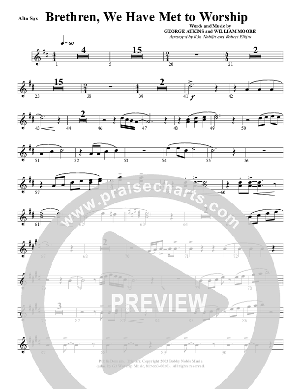 Brethren We Have Met To Worship Alto Sax (G3 Worship)