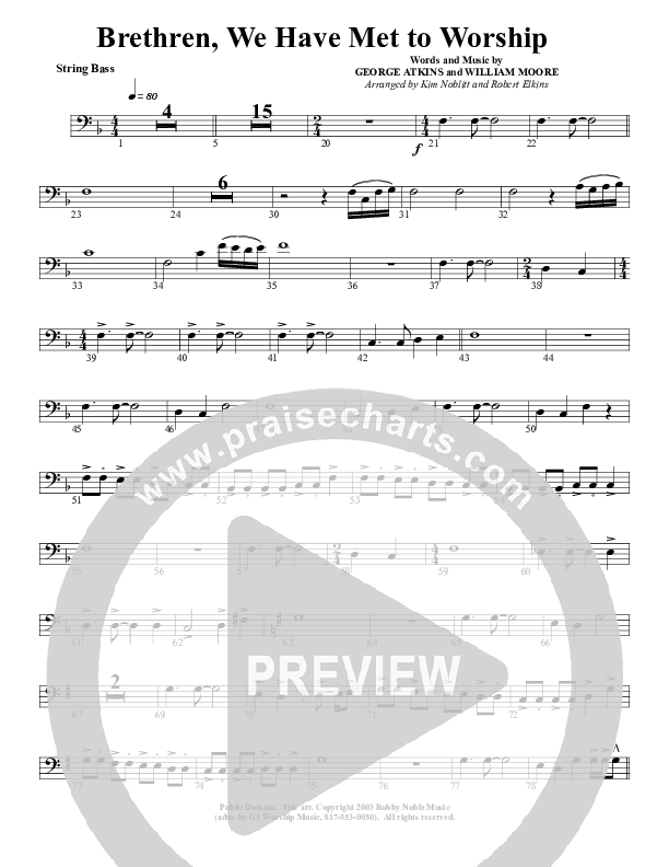 Brethren We Have Met To Worship Double Bass (G3 Worship)