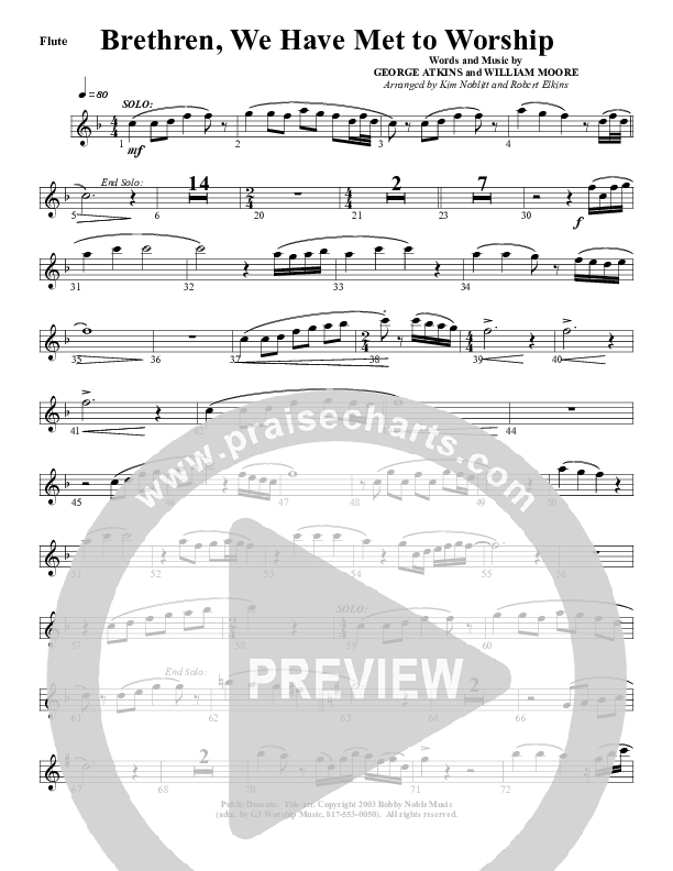Brethren We Have Met To Worship Flute (G3 Worship)