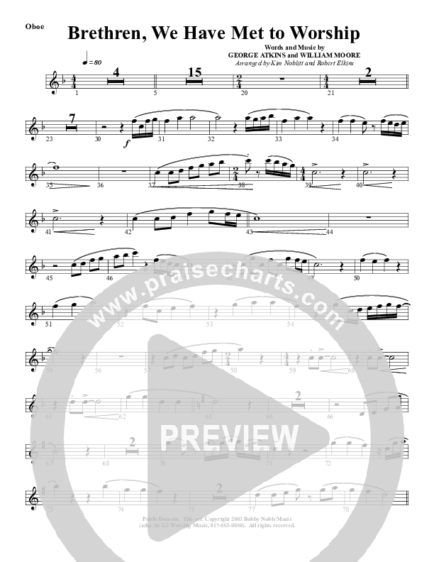 Brethren We Have Met To Worship Oboe (G3 Worship)