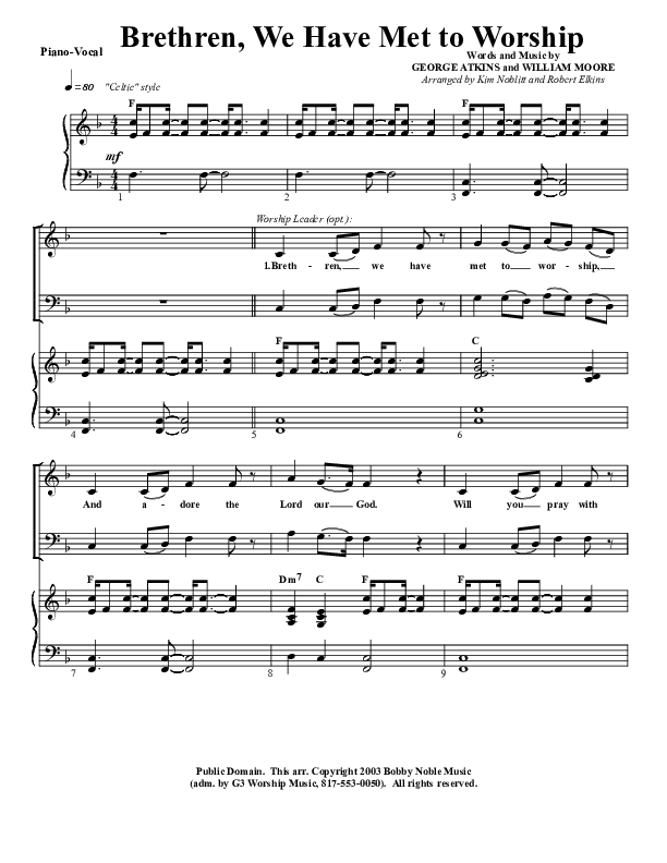 Brethren We Have Met To Worship Orchestration (G3 Worship)