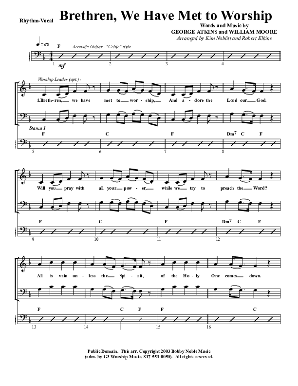 Brethren We Have Met To Worship Rhythm/Vocal (G3 Worship)