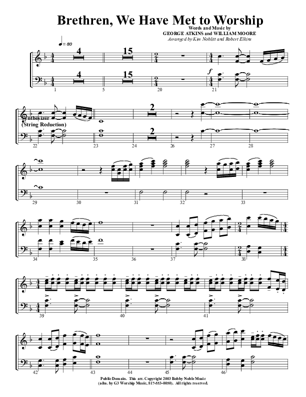 Brethren We Have Met To Worship Synth Strings (G3 Worship)