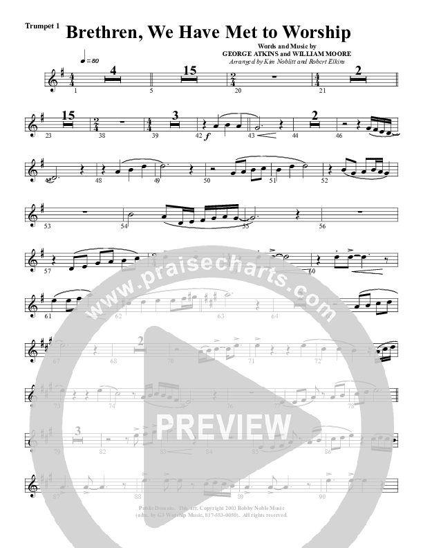 Brethren We Have Met To Worship Trumpet 1 (G3 Worship)