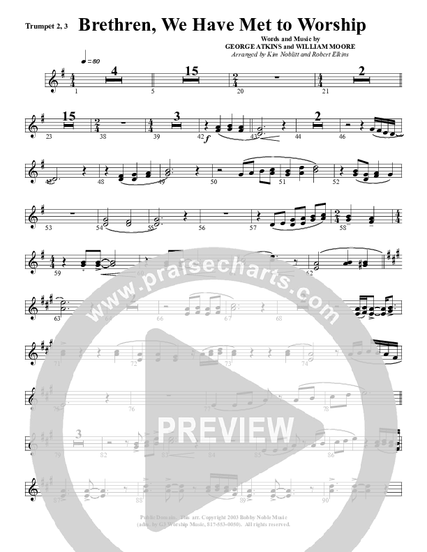 Brethren We Have Met To Worship Trumpet 2/3 (G3 Worship)