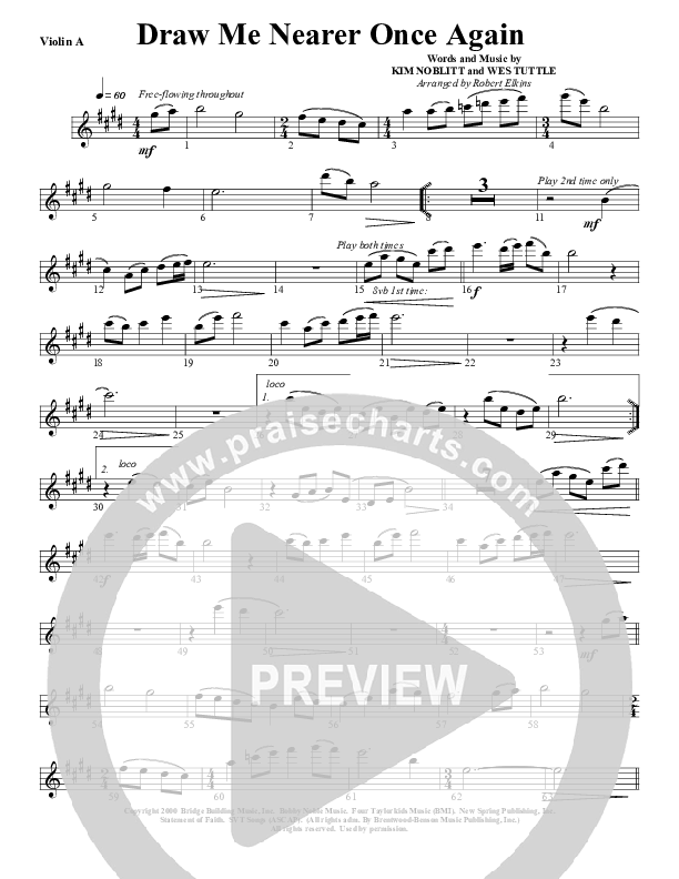 Draw Me Nearer Once Again Violin 1 (G3 Worship)