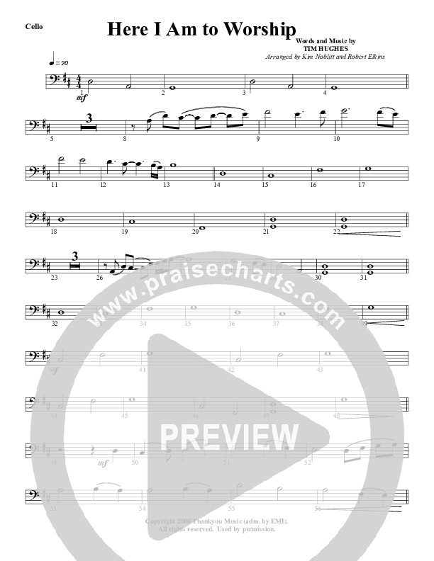 Here I Am To Worship Cello (G3 Worship)