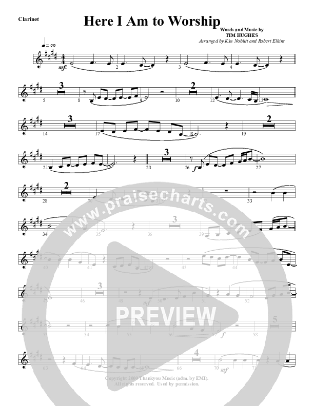 Here I Am To Worship Clarinet (G3 Worship)