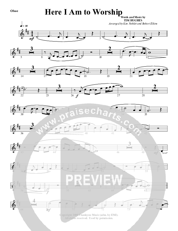 Here I Am To Worship Oboe (G3 Worship)
