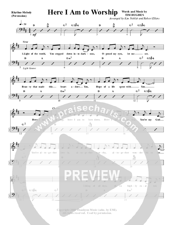 Here I Am To Worship Percussion (G3 Worship)