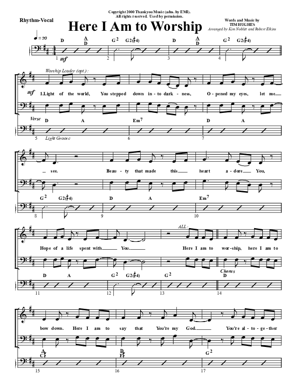 Here I Am To Worship Rhythm/Vocal (G3 Worship)