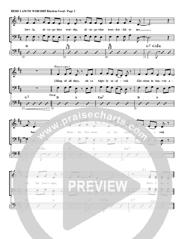 Here I Am To Worship Rhythm/Vocal (G3 Worship)