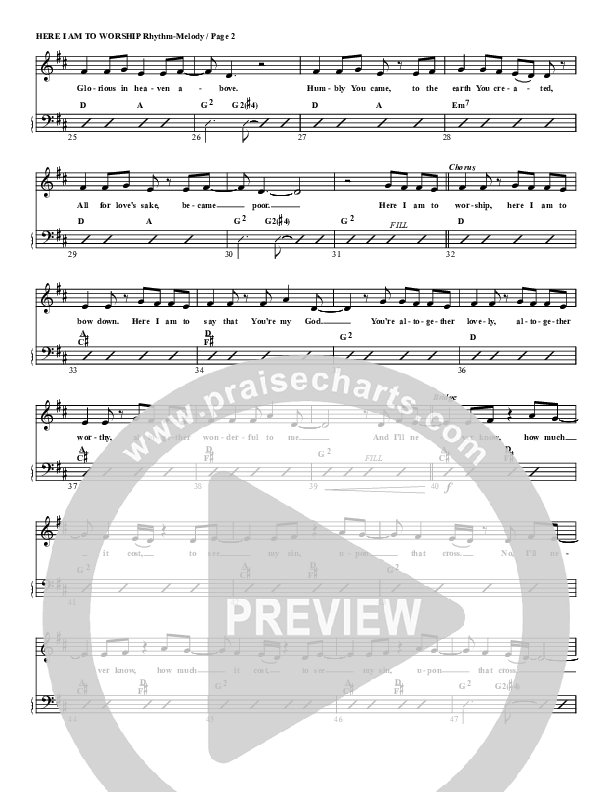 Here I Am To Worship Rhythm Chart (G3 Worship)