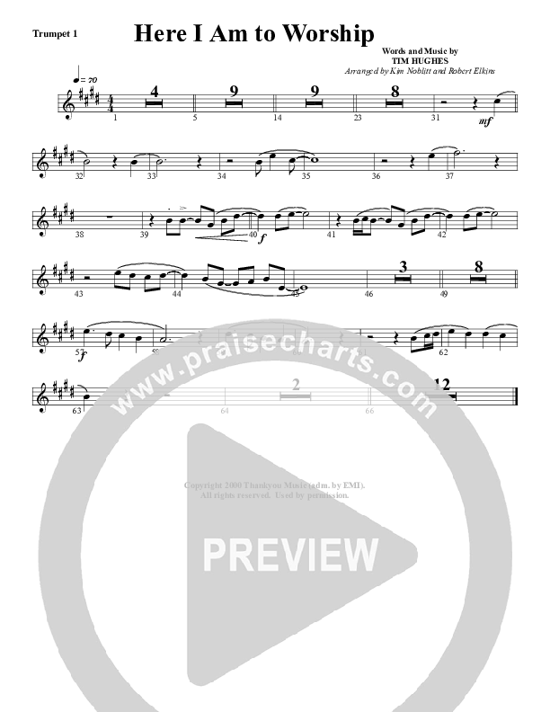 Here I Am To Worship Trumpet 1 (G3 Worship)