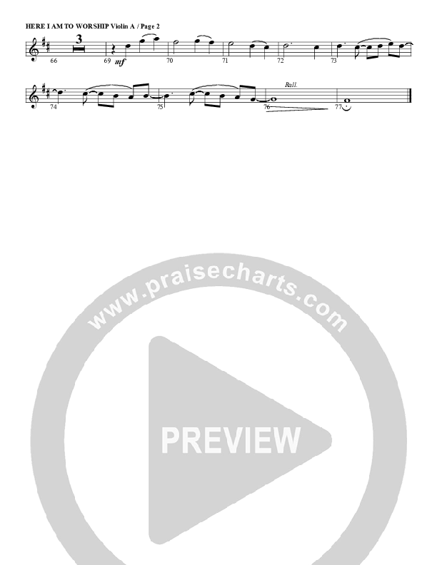 Here I Am To Worship Violin 1 (G3 Worship)