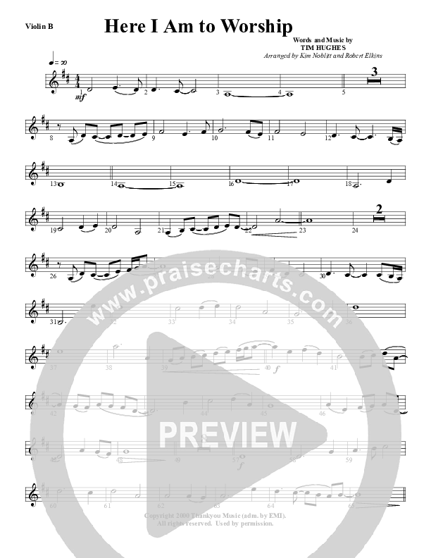 Here I Am To Worship Violin 2 (G3 Worship)