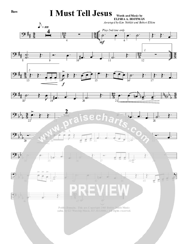 I Must Tell Jesus Double Bass (G3 Worship)