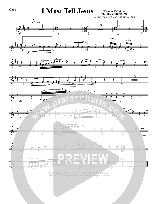 I Must Tell Jesus Oboe (G3 Worship)