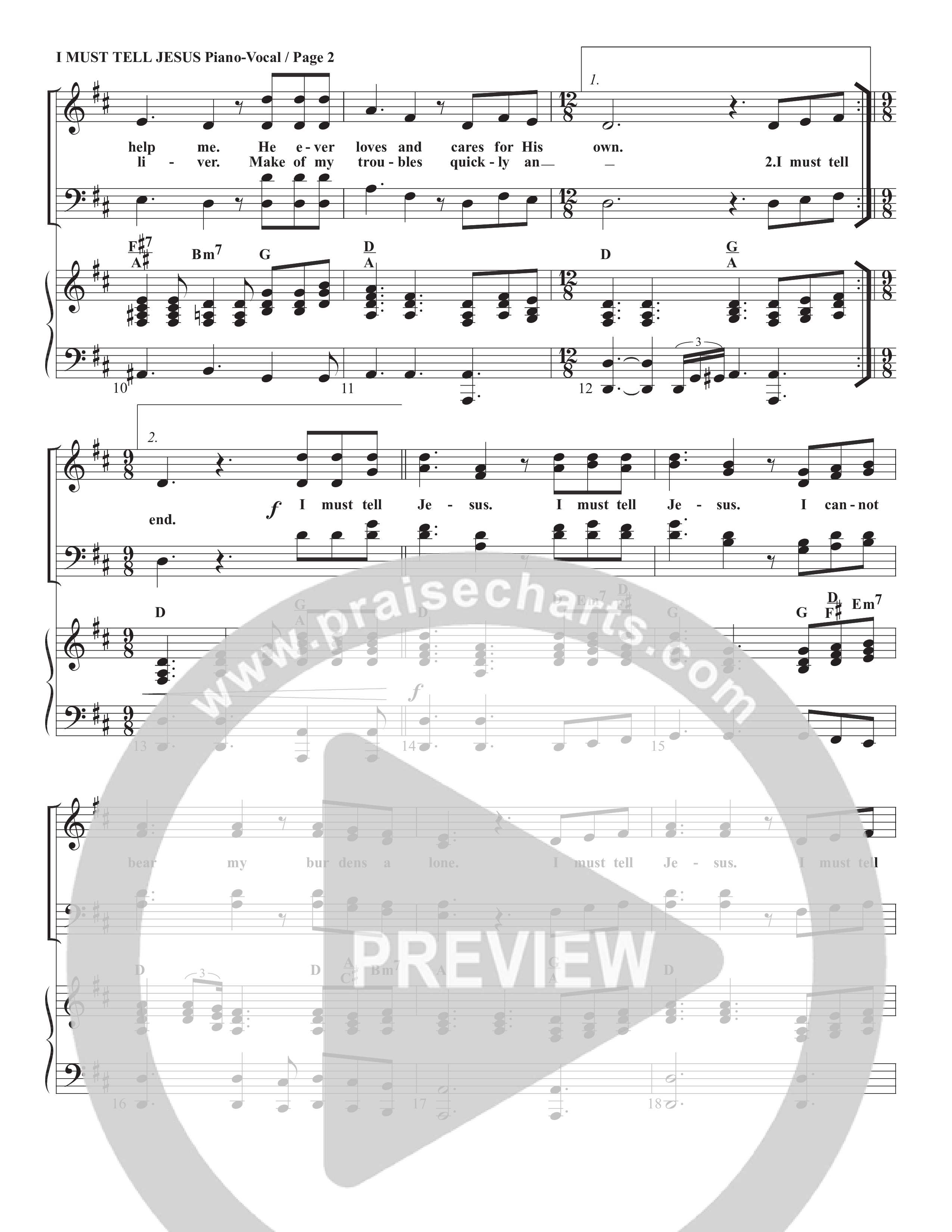 I Must Tell Jesus Piano/Vocal (G3 Worship)