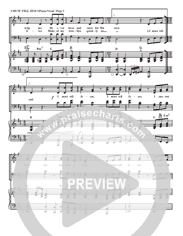 I Must Tell Jesus Piano/Vocal (SATB) (G3 Worship)