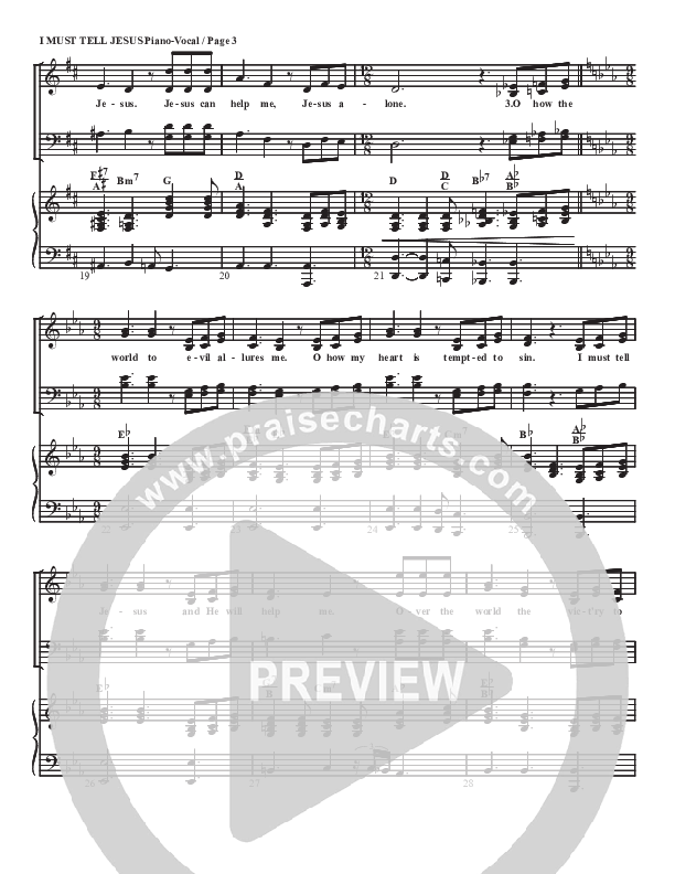 I Must Tell Jesus Piano/Vocal (SATB) (G3 Worship)