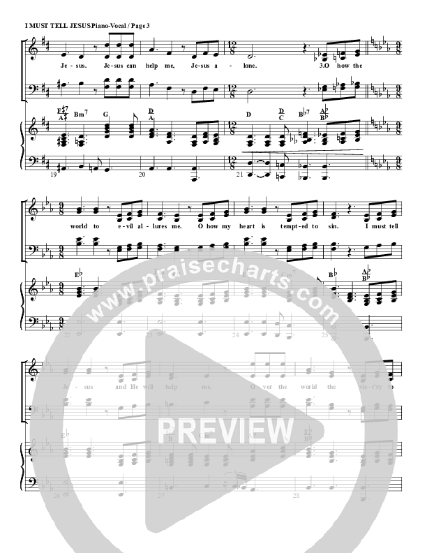 I Must Tell Jesus Piano Sheet (G3 Worship)