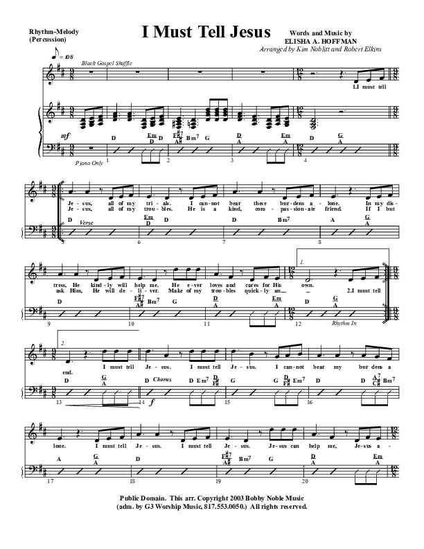 I Must Tell Jesus Rhythm Chart (G3 Worship)