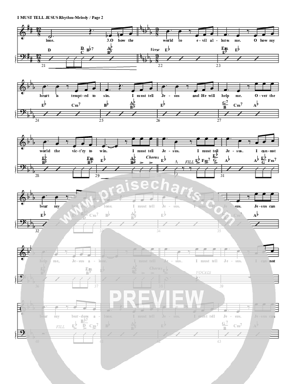 I Must Tell Jesus Rhythm Chart (G3 Worship)