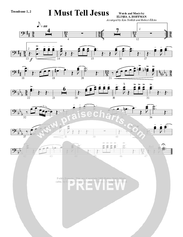I Must Tell Jesus Trombone 1/2 (G3 Worship)