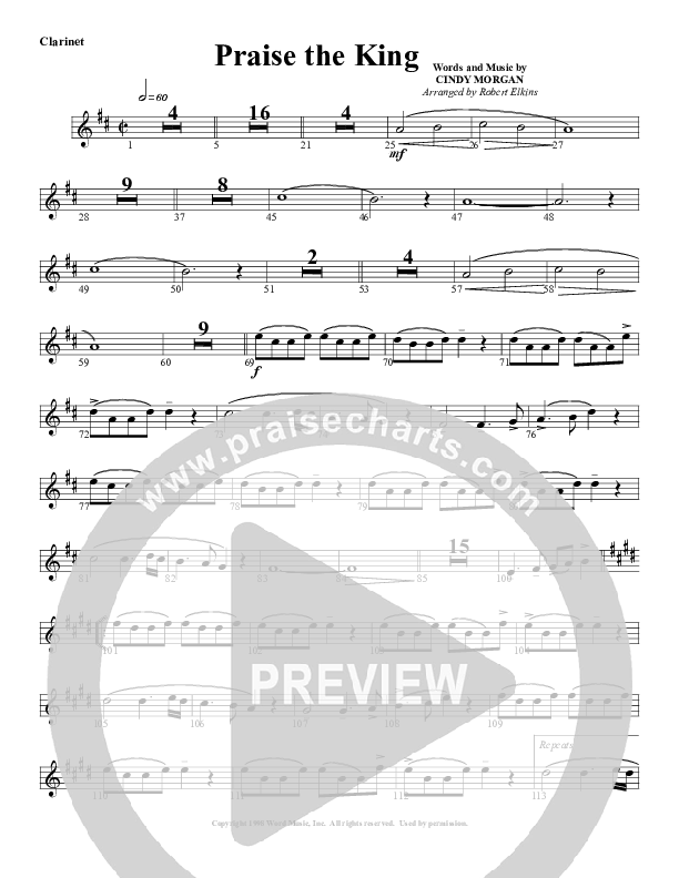 Praise The King Clarinet (G3 Worship)