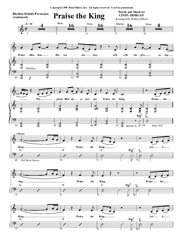 Praise The King Rhythm Chart (G3 Worship)