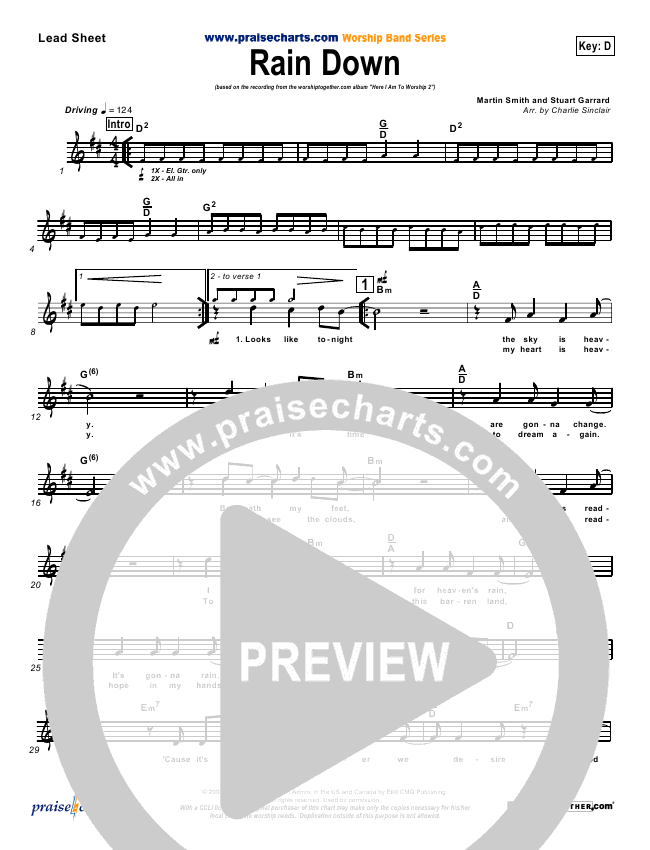 Rain Down Sheet Music PDF (Delirious) PraiseCharts