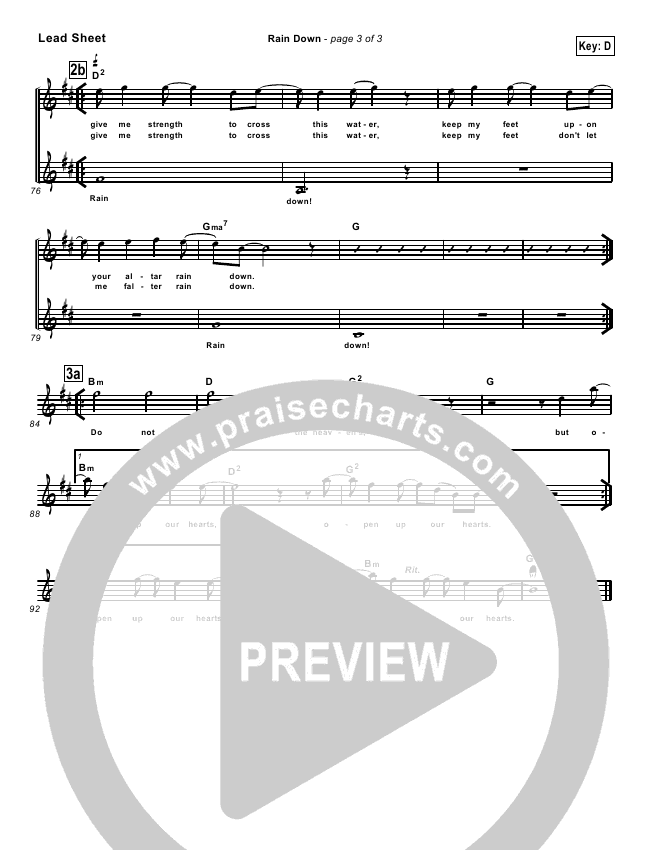 Rain Down Sheet Music PDF (Delirious) PraiseCharts