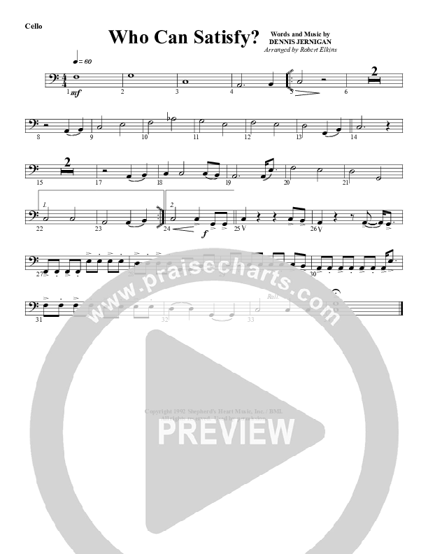 Who Can Satisfy My Soul Like You Cello (G3 Worship)