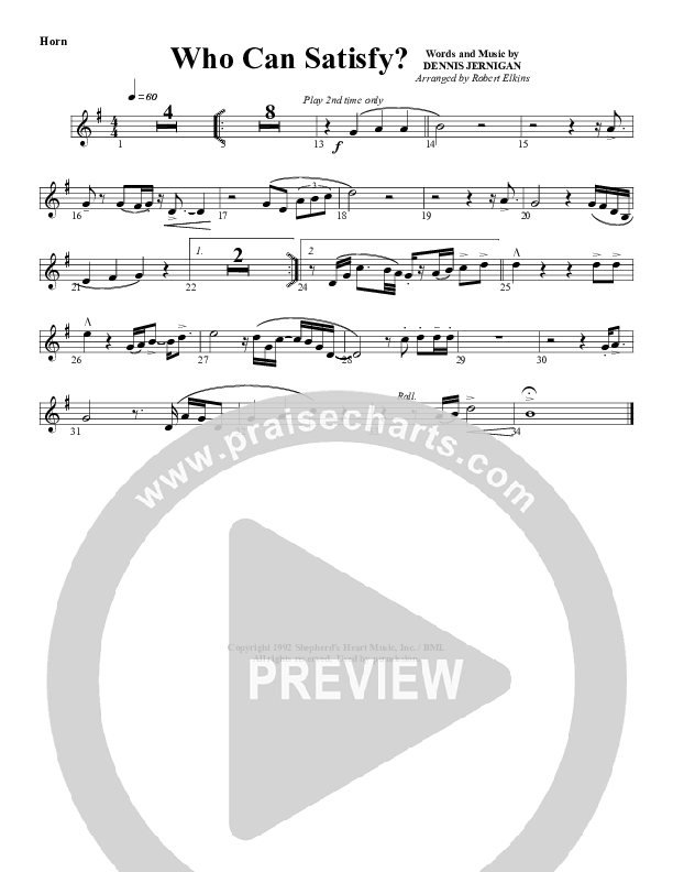 Who Can Satisfy My Soul Like You French Horn (G3 Worship)