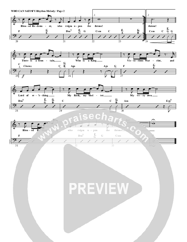 Who Can Satisfy My Soul Like You Rhythm/Melody (G3 Worship)