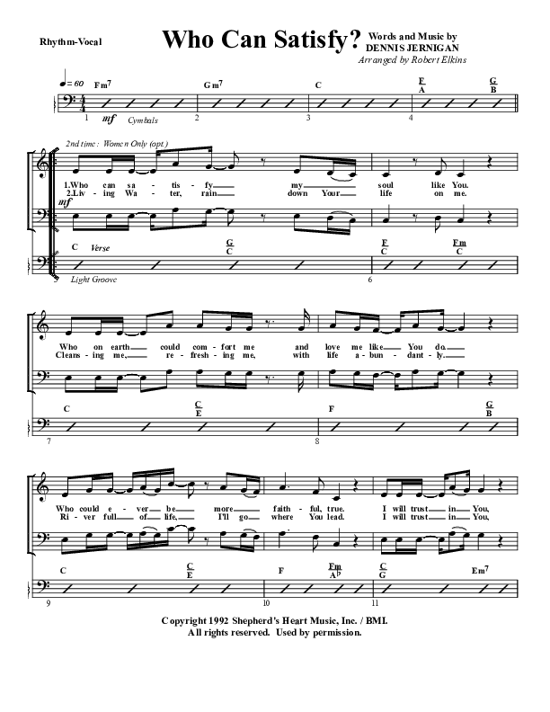 Who Can Satisfy My Soul Like You Rhythm/Vocal (G3 Worship)