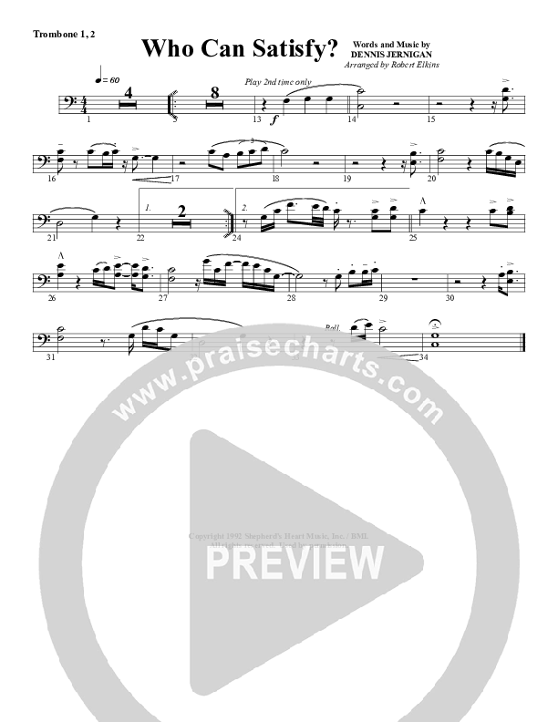 Who Can Satisfy My Soul Like You Trombone 1/2 (G3 Worship)