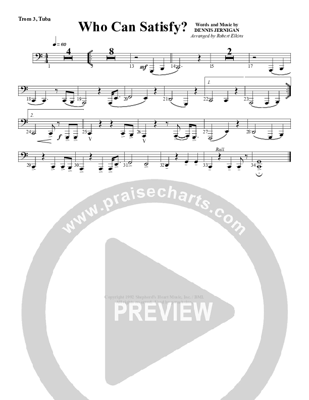 Who Can Satisfy My Soul Like You Trombone 3/Tuba (G3 Worship)