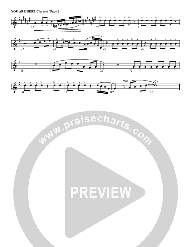 You Are Here Clarinet (G3 Worship)
