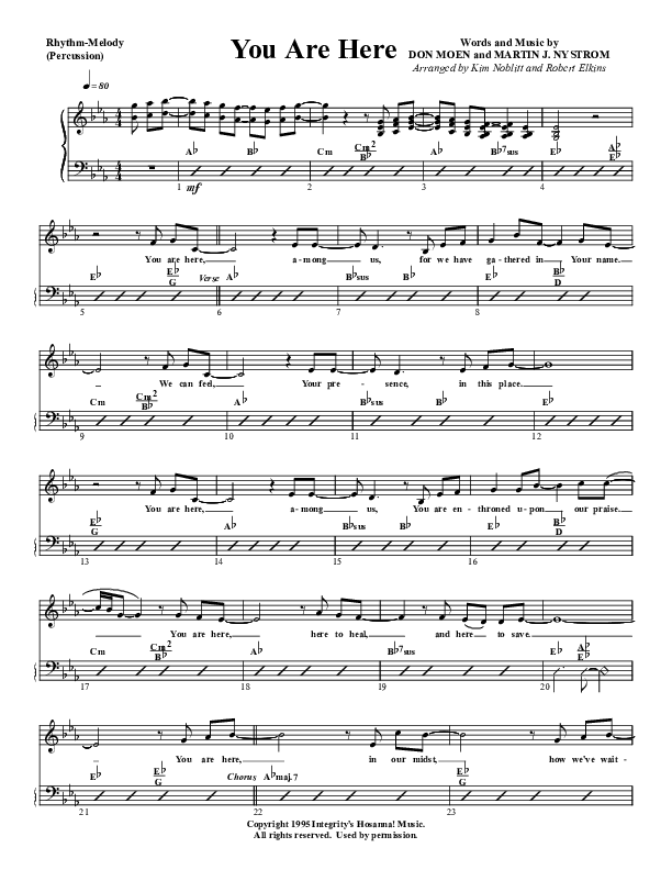 You Are Here Rhythm/Melody (G3 Worship)