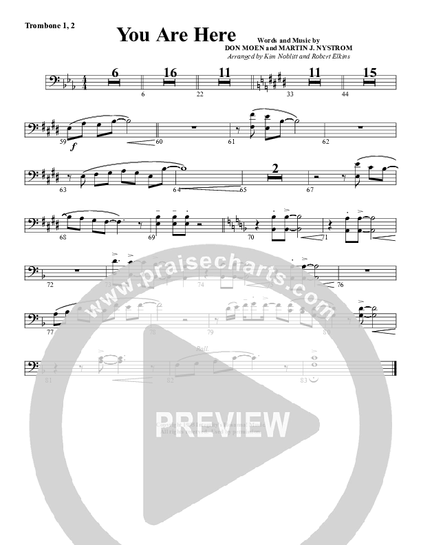 You Are Here Trombone 1/2 (G3 Worship)