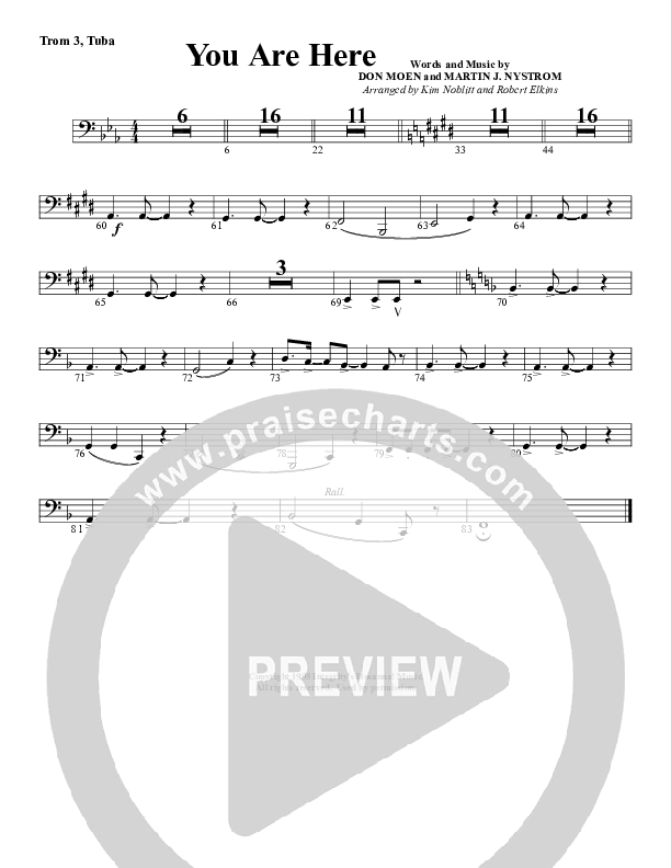 You Are Here Trombone 3/Tuba (G3 Worship)
