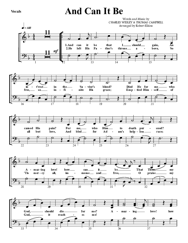 And Can It Be Choir Sheet (G3 Worship)
