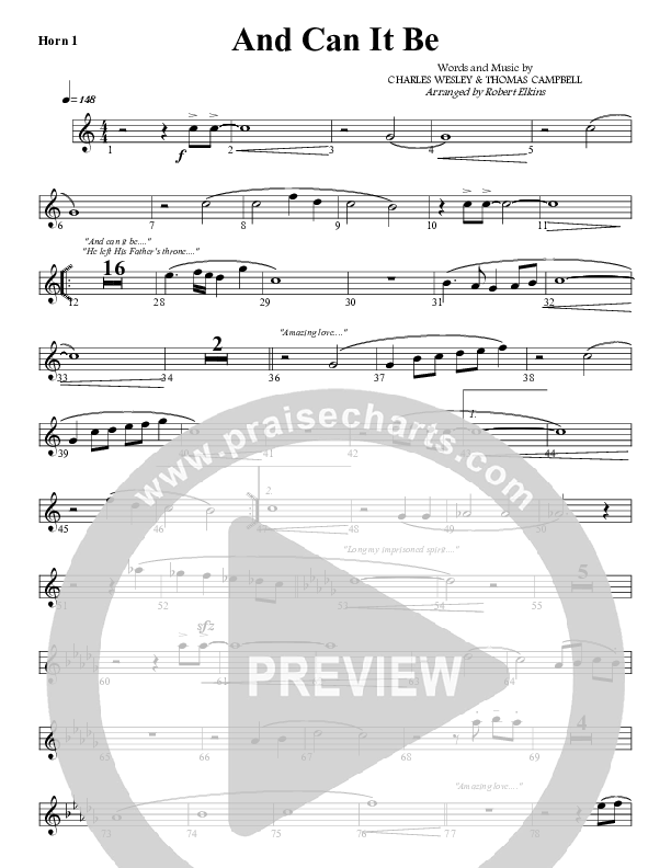 And Can It Be French Horn 1 (G3 Worship)