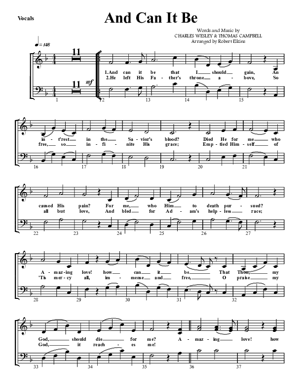 And Can It Be Piano/Vocal (SAT) (G3 Worship)