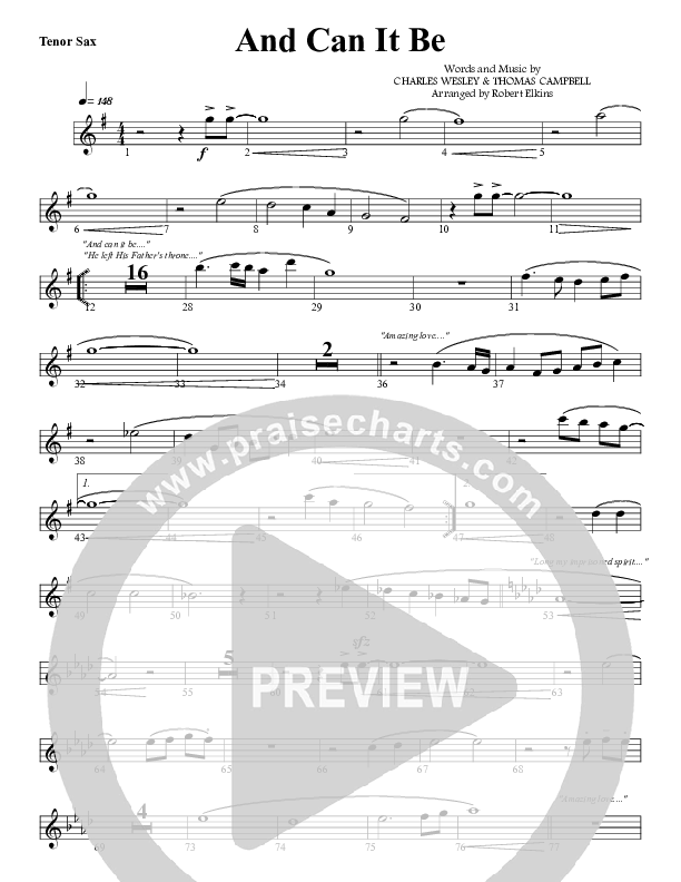 And Can It Be Tenor Sax 2 (G3 Worship)